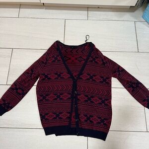 Red pattern cardigan